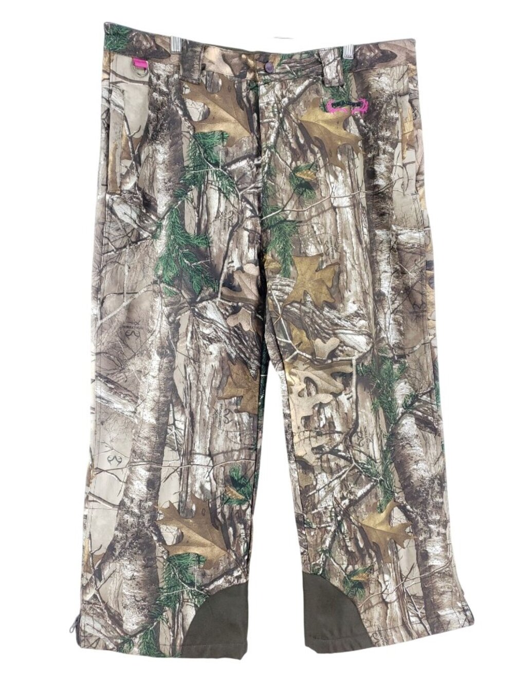 Realtree Womens XL Camo Fleece-Lined Hunting Pants With Pink Accents